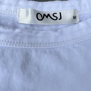 Omsj T-shirt with sheer leopard sleeves, women's size M